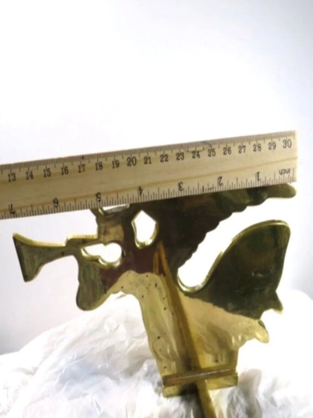 VTG Solid Brass Angel Stocking Holder Trumpet Herald Large Heavy Duty Christmas